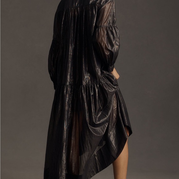 Pilcro Long Sleeve V-Neck Metallic High Low Dress. Size XS. - Picture 2 of 7